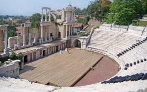 Teatro romano en Plovdiv desde arriba.